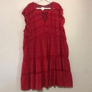 Knox Rose boho style flutter sleeve dress in strawberry jam size 3X NWT